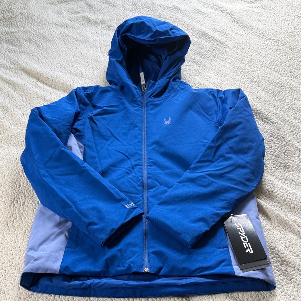 Spyder Royal Blue and Light Periwinkle Hooded Softshell Jacket
